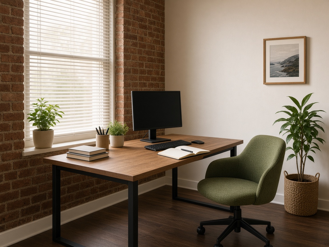 Quiet small-business office desk